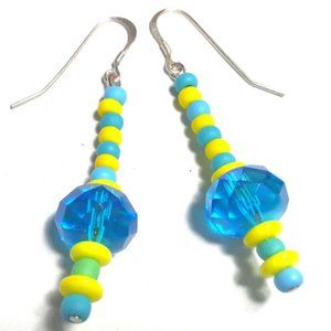 Go Bears!!! These Are U.C. Berkeley Faves My Alamata Beaded Earrings  2"